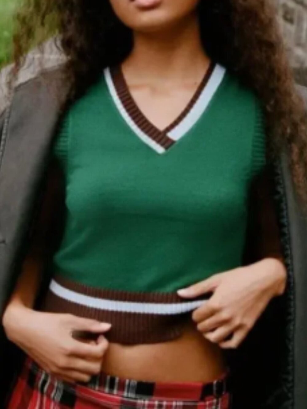 Urban Outfitters BDG Ronnie Cropped V-Neck Sweater Vest